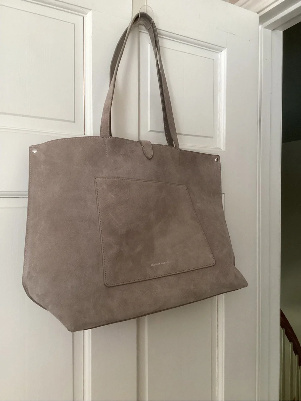 Rebecca Minkoff Taupe Suede Tote with Silver Hardware